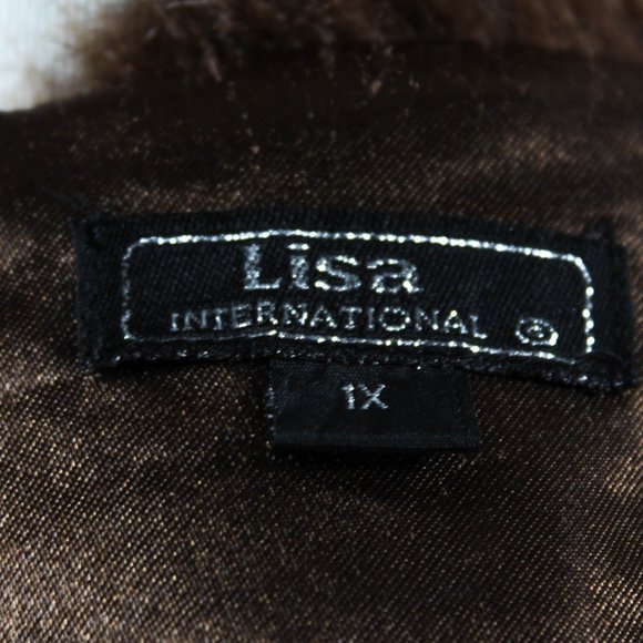 Vintage 1990s Brown Knit Cardigan with Faux Fur Collar – Plus Size 1X - Picture 9 of 9